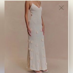 Crochet Maxi Dress with Flowers